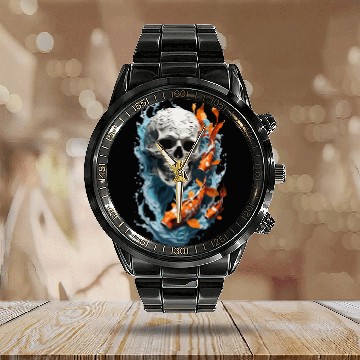 Discover Carp and Skull Calendar Steel Band Watch