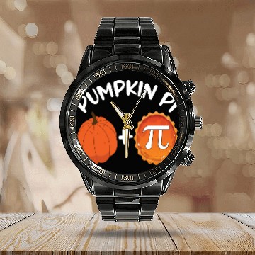 Discover Pumpkin Pi Math Calendar Steel Band Watch Funny Halloween Thanksgiving