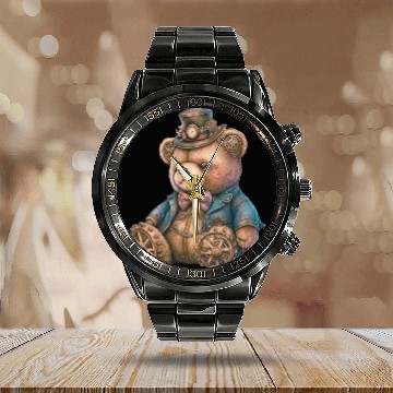 Discover Steampunk Vintage Teddy Bear Calendar Steel Band Watch
