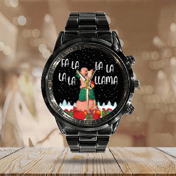 Discover Fa La La La La La Llama Funny Gift Calendar Steel Band Watch