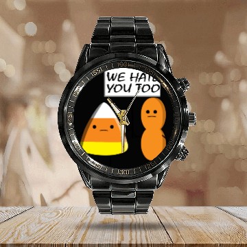 Discover Candy Corn and Circus Peanut, Cute and Sassy Candy Calendar Steel Band Watch