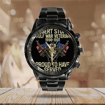 Discover Deser Storm War Veteran Proud To Have Served Calendar Steel Band Watch