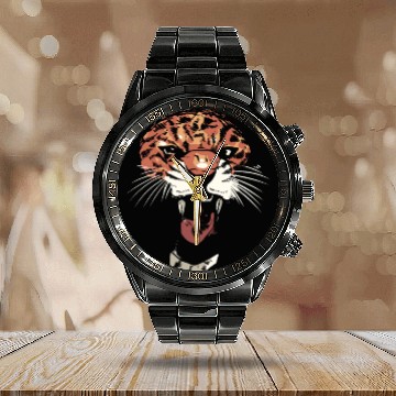 Discover Angry Jaguar Zoologist Gift Calendar Steel Band Watch