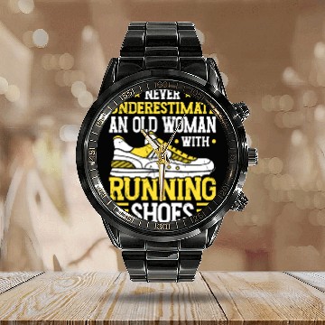 Discover XC Runner Running Shoes Women Cross Country Calendar Steel Band Watch