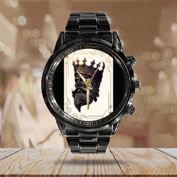 Discover Creepy Card Game King Spades Poker Nightmare Calendar Steel Band Watch