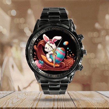 Discover Easter Bunny Surfboard Chocolaty Waves Calendar Steel Band Watch