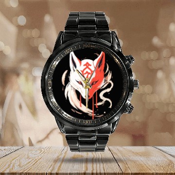 Discover Kitsune Maske Japan Anime Kumiho Fox Samurai Calendar Steel Band Watch