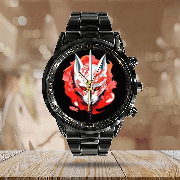 Discover Fox Maske Kitsune Japan Anime Kumiho Samurai Calendar Steel Band Watch