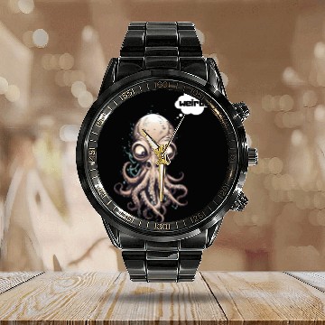 Discover Octopus with nose - weird. Calendar Steel Band Watch