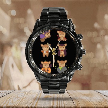 Discover Deer Halloween Devil Pumpkin Vampire Costume Calendar Steel Band Watch