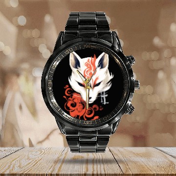 Discover Fox Maske Kumiho Samurai Kitsune Japan Anime Calendar Steel Band Watch