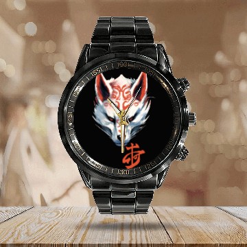 Discover Anime Kitsune Fox Maske Kumiho Samurai Japan Calendar Steel Band Watch
