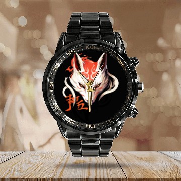 Discover Fox Maske Kumiho Japan Kitsune Samurai Anime Calendar Steel Band Watch