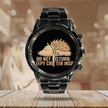 Discover Do not disturb: Sleepy Critter inside Calendar Steel Band Watch