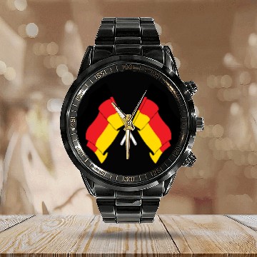 Discover Two flags Germany Calendar Steel Band Watch