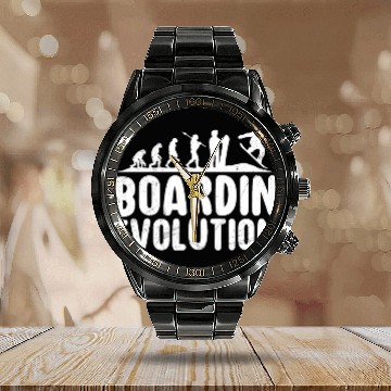 Discover Snowboarder Boardin Evolution Snowboarding Calendar Steel Band Watch