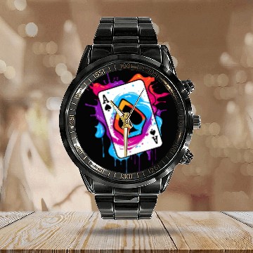 Discover Ace Of Spades Calendar Steel Band Watch