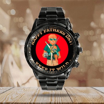 Discover WEREWOLF DAD HALLOWEEN HAPPY FATHERS DAY WITH KID Calendar Steel Band Watch
