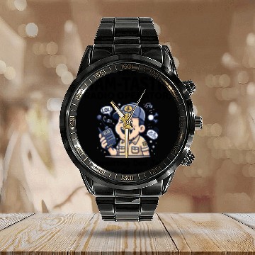 Discover Happy Amateur Ham Radio Operator with Microphone Calendar Steel Band Watch