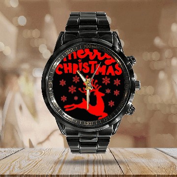 Discover Merry Christmas Reindeer Calendar Steel Band Watch
