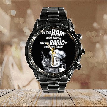 Discover Radiantly Funny Amateur Ham Radio Operator Chef Calendar Steel Band Watch