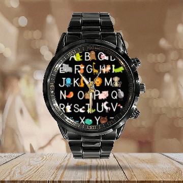 Discover Kindergarten teacher funny Alphabet Calendar Steel Band Watch