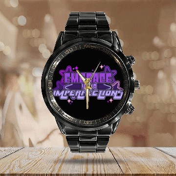 Discover Embrace Your Imperfections Positivity Quote Y2K Ae Calendar Steel Band Watch