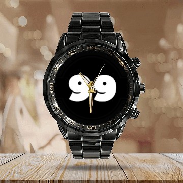 Discover Number 99 Years Black and White Calendar Steel Band Watch
