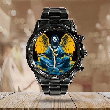 Discover Woman with Angel Wings Angel Esoteric Wings Calendar Steel Band Watch