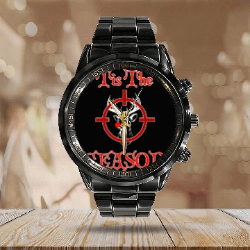 Discover Funny Redneck Deer Hunting Christmas Design Calendar Steel Band Watch