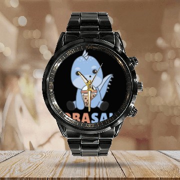 Discover Bobasaur Boba Dinosaur Dino Bubble Tea Calendar Steel Band Watch