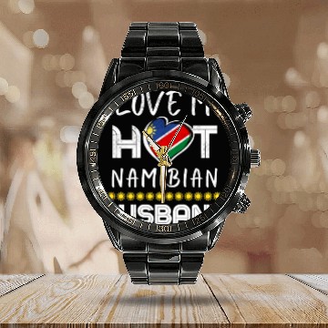 Discover Funny Namibian Husband Proud Wife Calendar Steel Band Watch