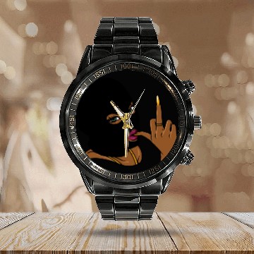 Discover HustleSkillz com Gansta Goddess 12 Black Calendar Steel Band Watch