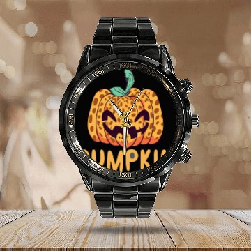 Discover Giant Jack O' Lantern Face | Halloween Pumpkin Calendar Steel Band Watch