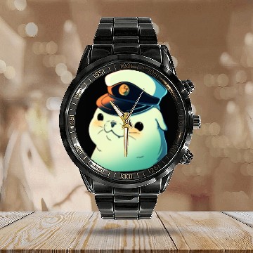 Discover Seal Sailor Cap Boat Captain Cap Boating Seal Calendar Steel Band Watch