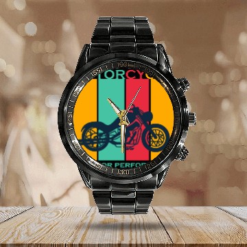 Discover Motorcycle Superior Performance Calendar Steel Band Watch
