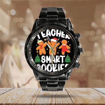 Discover Christmas Teacher Cute Gingerbread Cookies Calendar Steel Band Watch