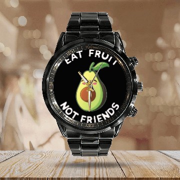 Discover Eat Fruit Not Friends Vegan Avocado Vegetarian Calendar Steel Band Watch