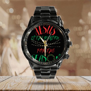 Discover JESUS IS THE REASON FOR THE SEASON Calendar Steel Band Watch