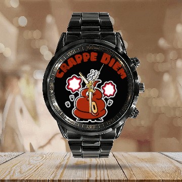 Discover Crappe Diem Funny Carpe Diem Poop Calendar Steel Band Watch
