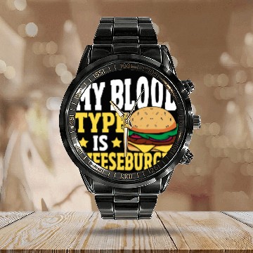 Discover Hamburger Cheese My Blood Type Is Cheeseburger Calendar Steel Band Watch
