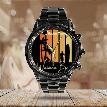 Discover Waimea Bay Haden Mango Style Calendar Steel Band Watch