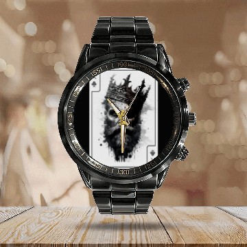 Discover King Gothic Poker Card Game Horror Creepy Calendar Steel Band Watch