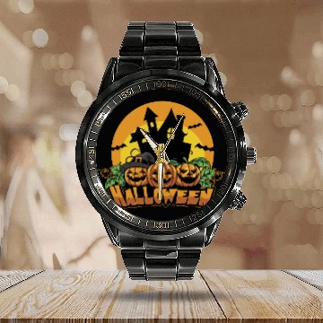 Discover Halloween Calendar Steel Band Watch