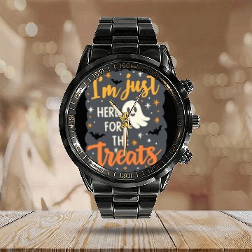 Discover Halloween ghost Sticker Calendar Steel Band Watch