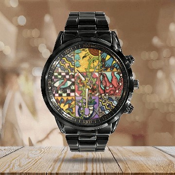 Discover Hand painted wooden squares art by KateToxin Calendar Steel Band Watch