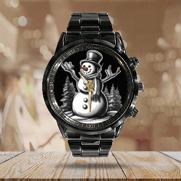 Discover Snowman / Winter / Snowflake / White / Frosti Calendar Steel Band Watch