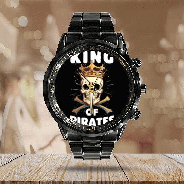 Discover King of Pirates Design - Pirate Captain Adventure Calendar Steel Band Watch