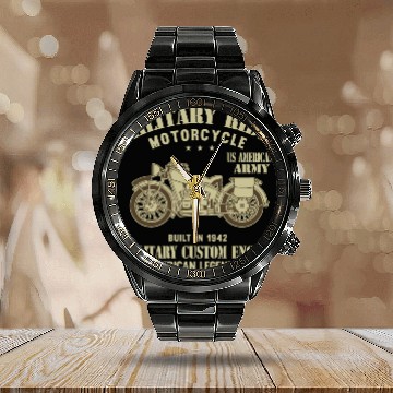 Discover Military Ride Motorcycle Calendar Steel Band Watch