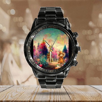 Discover "Enchanted Dreams - Psychedelic Autumn Forest" Calendar Steel Band Watch